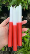 Vela Palito 18 cm - Branco e Vermelho
