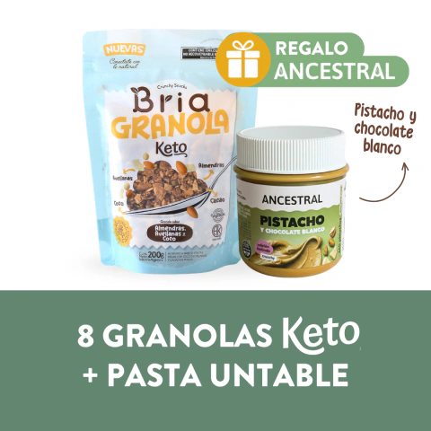 8 Granolas Keto + Pasta Untable de Regalo