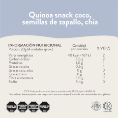 Snack Quinoa, Coco, Semillas de Zapallo y Chia en internet