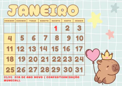 Arquivo digital Calendário 2026 Capivaras Horizontal na internet