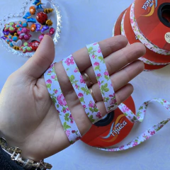 Viés Tijuca Fino Floral Pink (24mm)