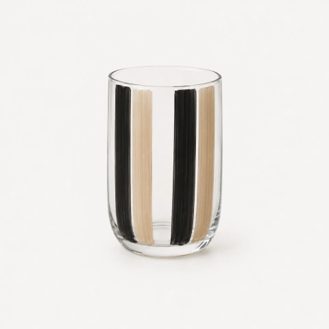 Vaso de Vidrio Tidel Beige y Negro