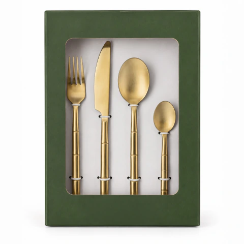 Set x16 Cubiertos Reed Dorado Matte