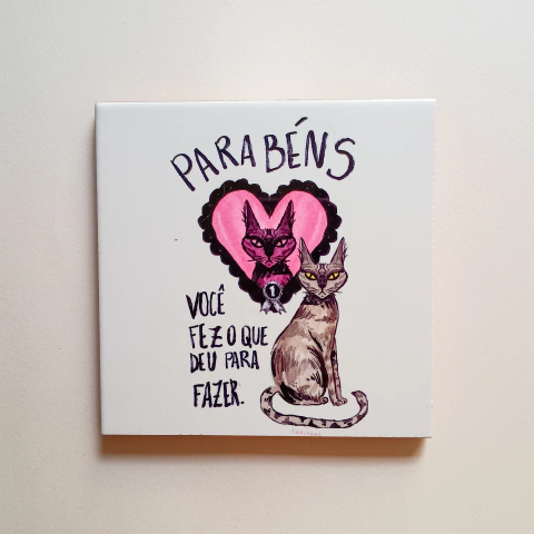 porta-copo em azulejo ~ gatos da internet