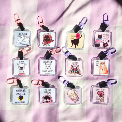 Chaveiro dupla face acrílico gatos da internet - comprar online
