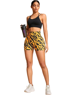 Calza corta “Leopard” amarillo - tienda online