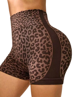 Calza corta “Leopard” chocolate - comprar online