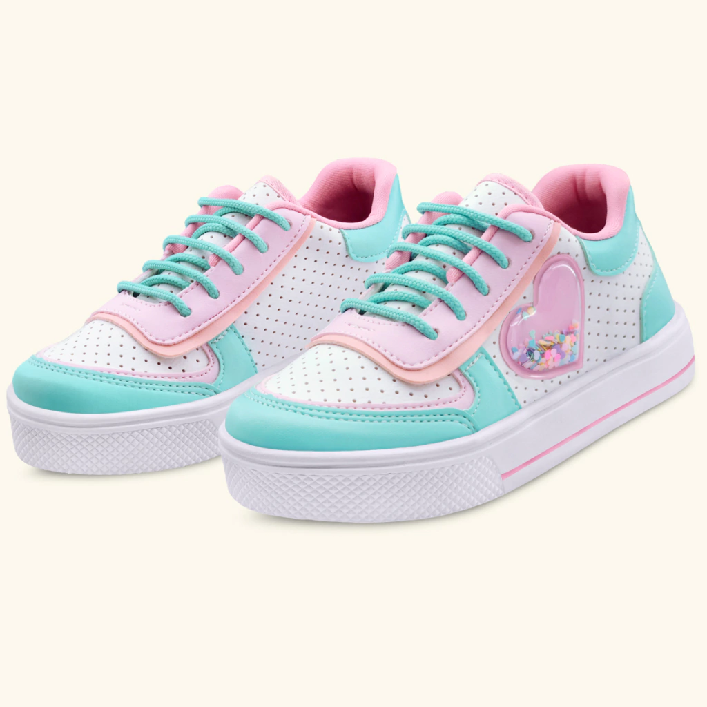 Tênis infantil colors menina verde/rosa casual