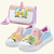 Kit Tênis Iate infantil Unicórnio Com Bolsinha Menina Gatatuya Laço Rosa/Azul/Lilás
