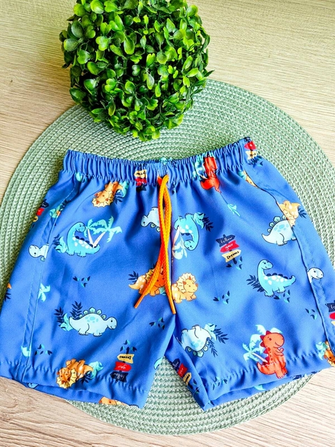 Bermuda Infantil Tactel Azul Escuro Dino Rollu