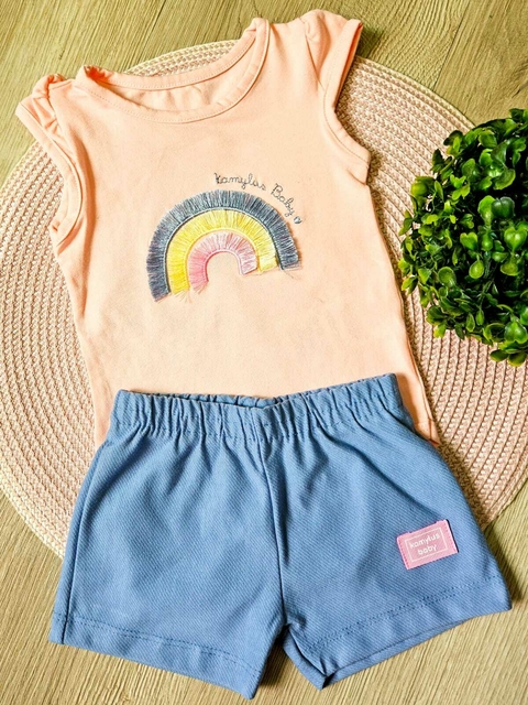 Conjunto Infantil Arco Íris Bordado Kamylus