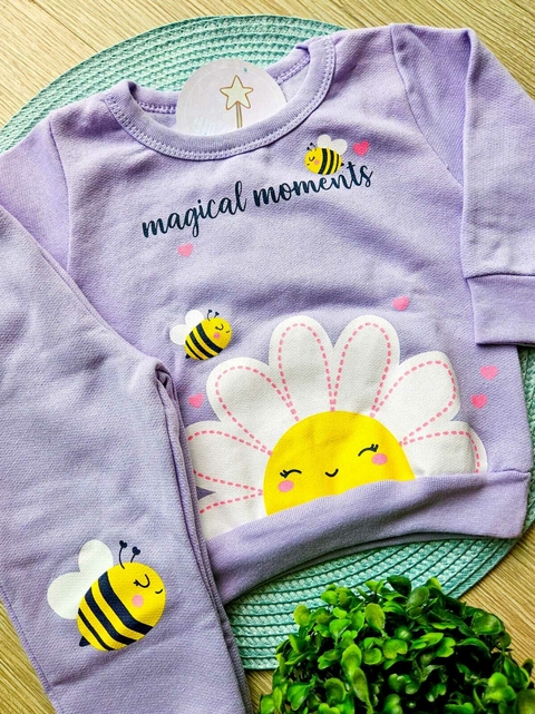 Conjunto Bebê Moletom Peluciado Abelhinha Lilás - comprar online