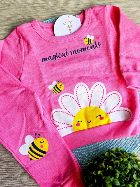 Conjunto Bebê Moletom Peluciado Abelhinha Rosa - comprar online