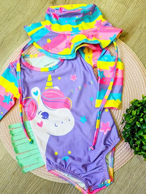 Conjunto de Praia Maiô Infantil + Chapeuzinho Tchibum - Unicórnio Kamylus - comprar online
