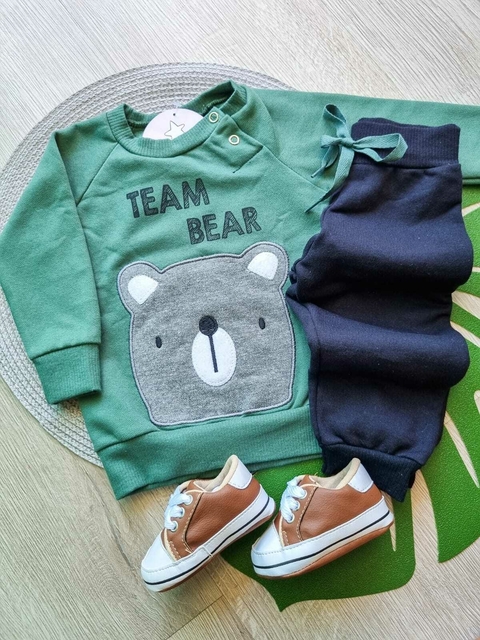 Conjunto Bebê Moletom Peluciado Ursinho Hrradinhos