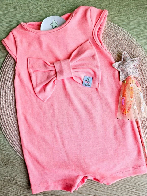 Romper Bebê Laço Rosa Neon
