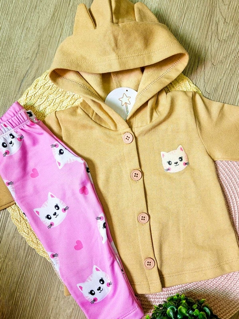 Conjunto Bebê Casaco + Legging Gatinha Caramelo - comprar online