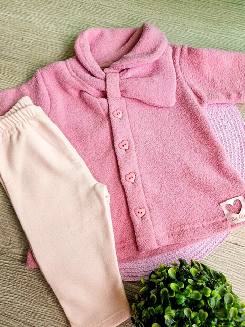 Conjunto Bebê Casaco Boucle Rosé + Legging - comprar online