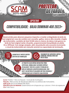 Protetor Farol Aço Carbono Bajaj Dominar400 2023+ Scam - loja online