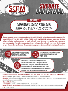 Suporte Baú Lateral Ninja650 z650 2017+ Scam - Moto Coringa | Frete grátis para todo Brasil