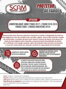 Imagem do Protetor Farol Policarbonato F800r 2010 a 2015 F800gs 2008 a 2017 F700GS 2017+ Scam