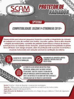 Protetor Radiador Suzuki V-strom650 2019+ Scam - Moto Coringa | Frete grátis para todo Brasil