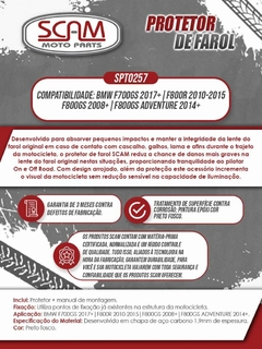 Protetor Farol Aço Carbono Bmw F800gs 2008 a 2017 F800r 2010 a 2015 F700GS 2017+ Scam - Moto Coringa | Frete grátis para todo Brasil