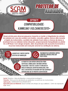 Protetor Radiador Kawasaki Vulcan650 2015+ Scam - Moto Coringa | Frete grátis para todo Brasil