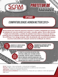 Protetor Radiador Honda Nc700x Nc750x 2013+ SCAM - loja online