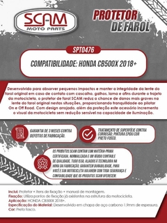 Protetor Farol Aço Carbono Honda Cb500x 2019+ SCAM - loja online