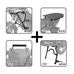 Combo Sahara 300: protetor de carenagem + suporte baú superior + cavalete central + suporte GPS
