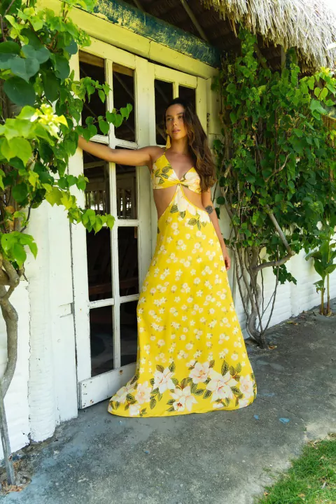 VESTIDO NORONHA ROMANCE AMARELO