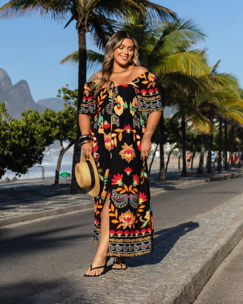 Vestido longo estampado- grg - comprar online