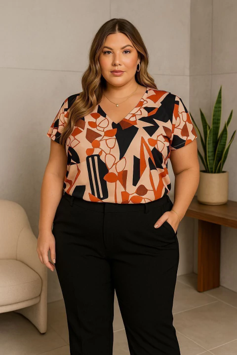 Blusa feminina estampada manga curta- Predilects