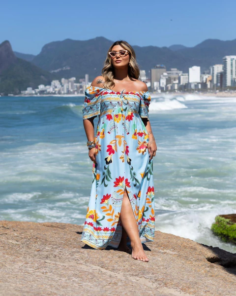 Vestido longo estampado- grg - comprar online