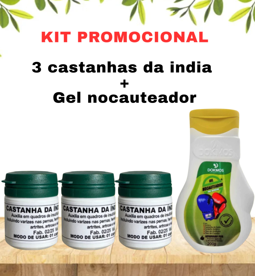 Kit Promocional: 3 Castanhas da india + Gel Nocauteador