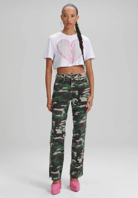 Calça Wide Leg Verde Camuflada My Favorite Things - Estilo e Conforto