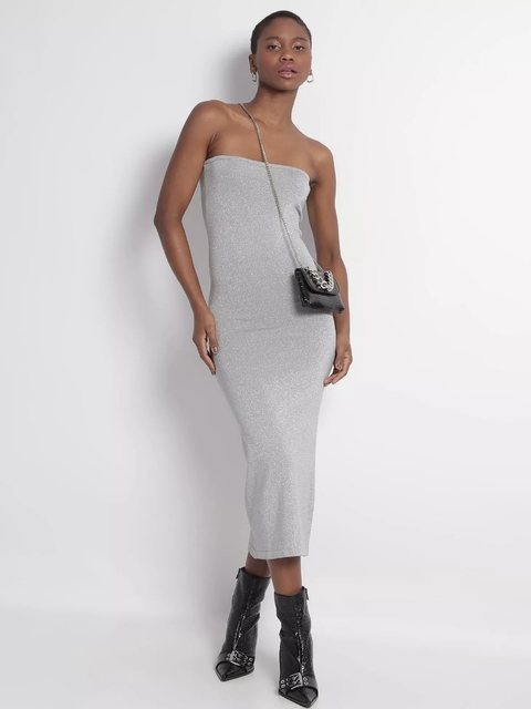 Vestido Zara Midi Brilho Prata - Tomara Que Caia - Revoluse