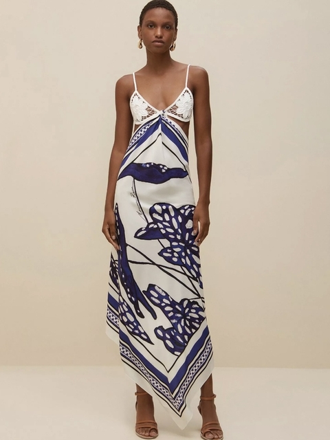 Lenço Morena Rosa Azul Tropical