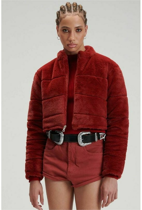 Jaqueta My Favorite Things Cropped Puffer Vinho