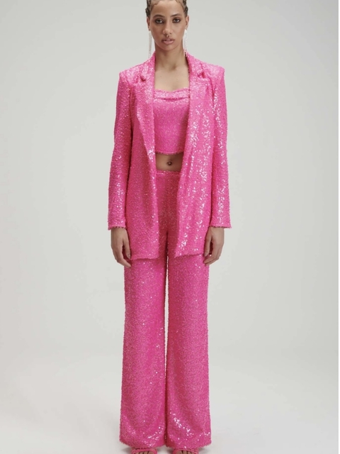 Calça My Favorite Things Wide Leg Paetê Pink