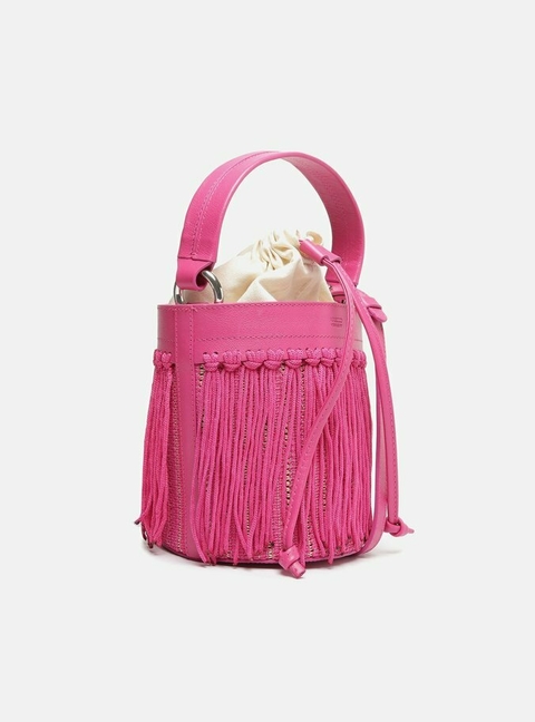 Bolsa Arezzo Bucket Rosa Franjas Luci Média