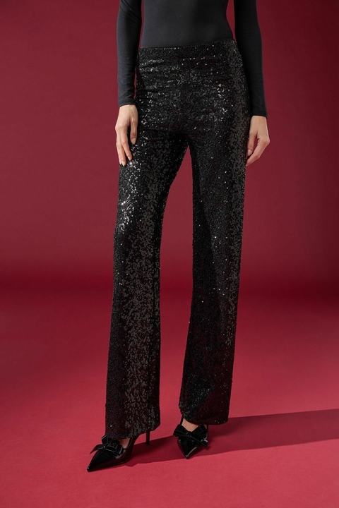 Calça Calzedonia Pantalona Com Paetês Preto na Revoluse
