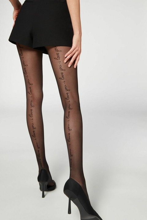 Meia-Calça Calzedonia Transparente Fio 30 I Love You na Revoluse