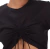 Blusa Animale de Tricoline Cropped Franzido Preta na Revoluse