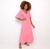Vestido Hering Midi em Linho Mangas Flare Rosa na Revoluse