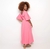 Vestido Hering Midi em Linho Mangas Flare Rosa na Revoluse