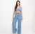 Cropped Lez a Lez Conchas Azul em Linho na Revoluse