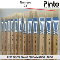 Imagen de PINCEL PLANO CERDA MANGO LARGO P200