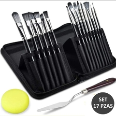 PINCELES SET 17 PZAS MULTITECNICA CON ESTUCHE